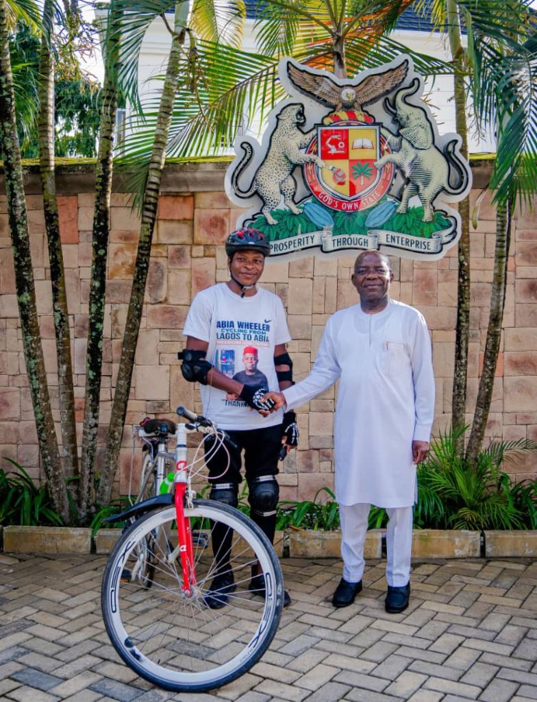 Cyclist Rides from Lagos to Abia to Thank Governor Alex Otti for Road Project Alex Otti